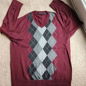 Liz Claiborne Men's Burgundy Argyle Sweater XL
